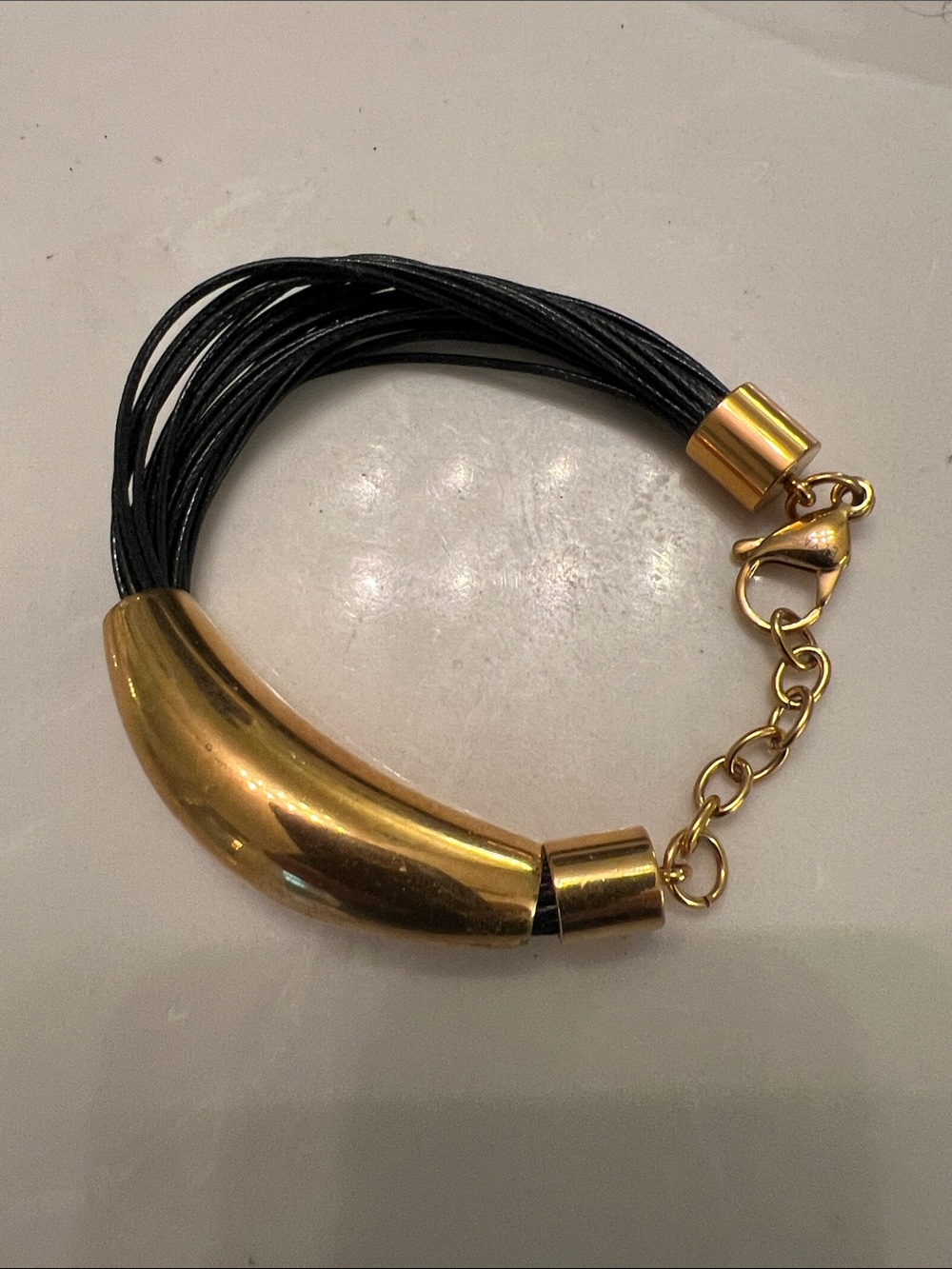 Source Unknown Gold & Black Multi-Strand Bracelet Watch Accent